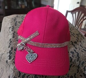 Stylish Pink Cap with Heart Charm